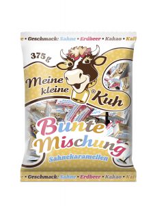 Meine kleine Kuh Sahnekaramellen bunte Mischung in den Sorten Sahne, Erdbeer, Kakao und Kaffee Geschmack