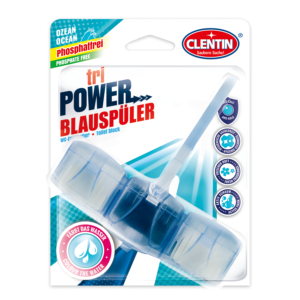 Clentin tri Power WC Erfrischer phosphatfrei mit anti-kalk, hygienische Sauberkeit, Ozean Frischeduft