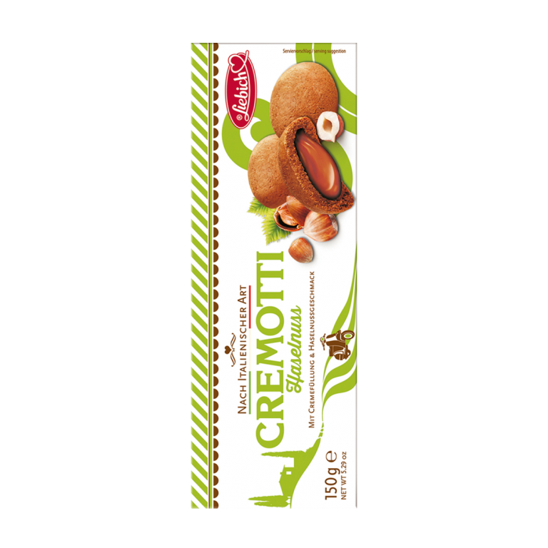 Liebich Cremotti Haselnuss, Kekse nach italienischer Art mit Creme gefüllt und Haselnuss Geschmack, Snack