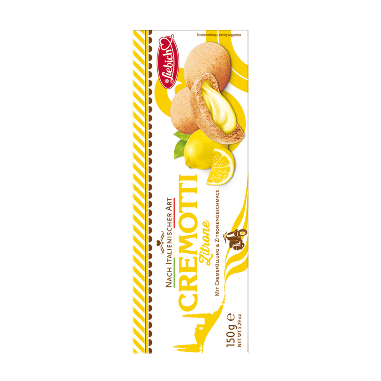 Liebich Cremotti Zitrone, Kekse nach italienischer Art mit Creme gefüllt und Zitronen Geschmack, Snack