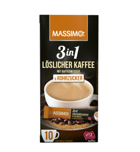Massimo 3 in1 löslicher Kaffee mit Kaffeeweisser und Rohrzucker in Portionsbeuteln