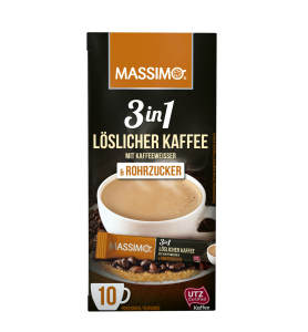 Massimo 3 in1 löslicher Kaffee 10 einzelne  mit Kaffeeweisser und Rohrzucker 