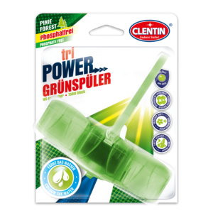 Clentin tri Power WC Erfrischer phosphatfrei mit anti-kalk, hygienische Sauberkeit, Pine Forest Frischeduft