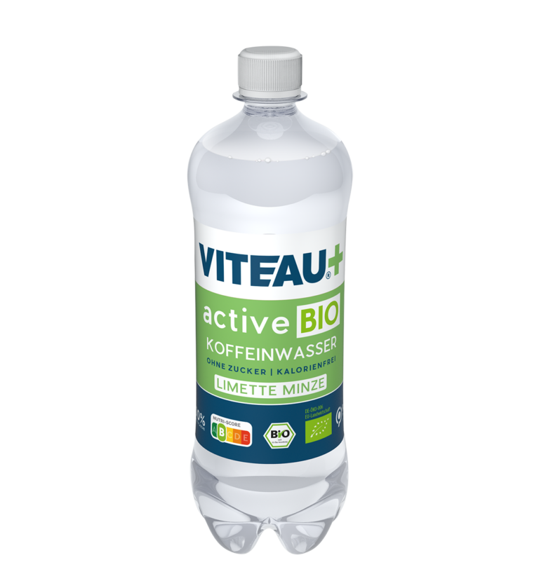 TSI Getränke Viteau Active Bio Koffeinwasser, Mineralwasser mit Koffein, Limette Minze Geschmack ohne Zucker ohne Kalorien