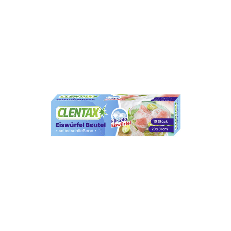 CLENTAX: Eiswürfel Beutel - selbstschließend für 240 Eiswürfel, 10 Stück 20 x 31cm