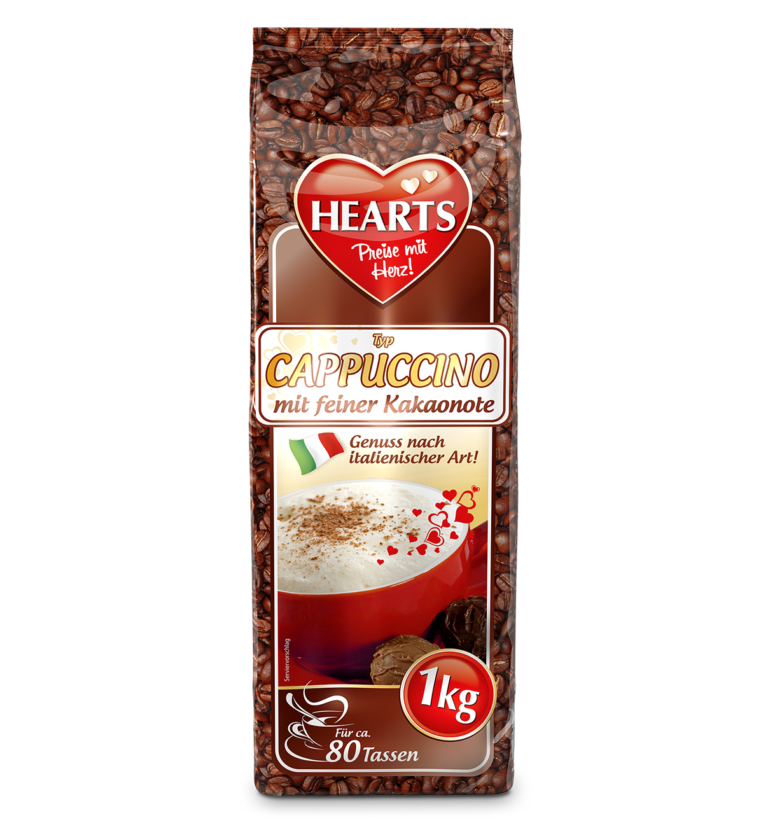 HEARTS: Cappucino Kakao, 1 kg für ca. 80 Tassen
