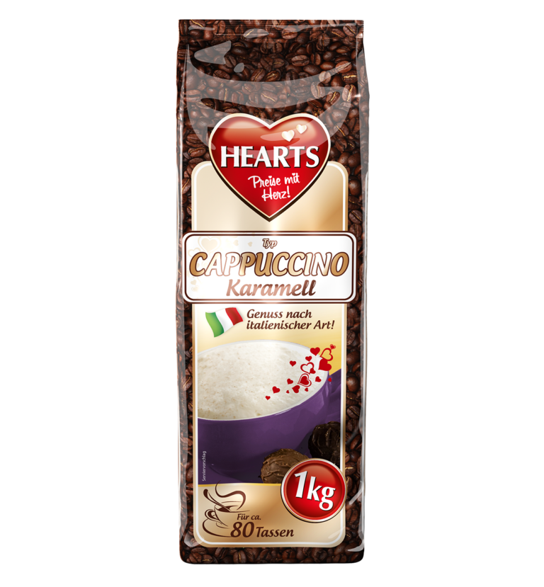 HEARTS: Cappuccino Karamell, 1kg für ca. 80 Tassen