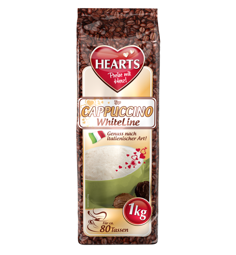 HEARTS: Cappucino Whiteline, 1kg für ca. 80 Tassen