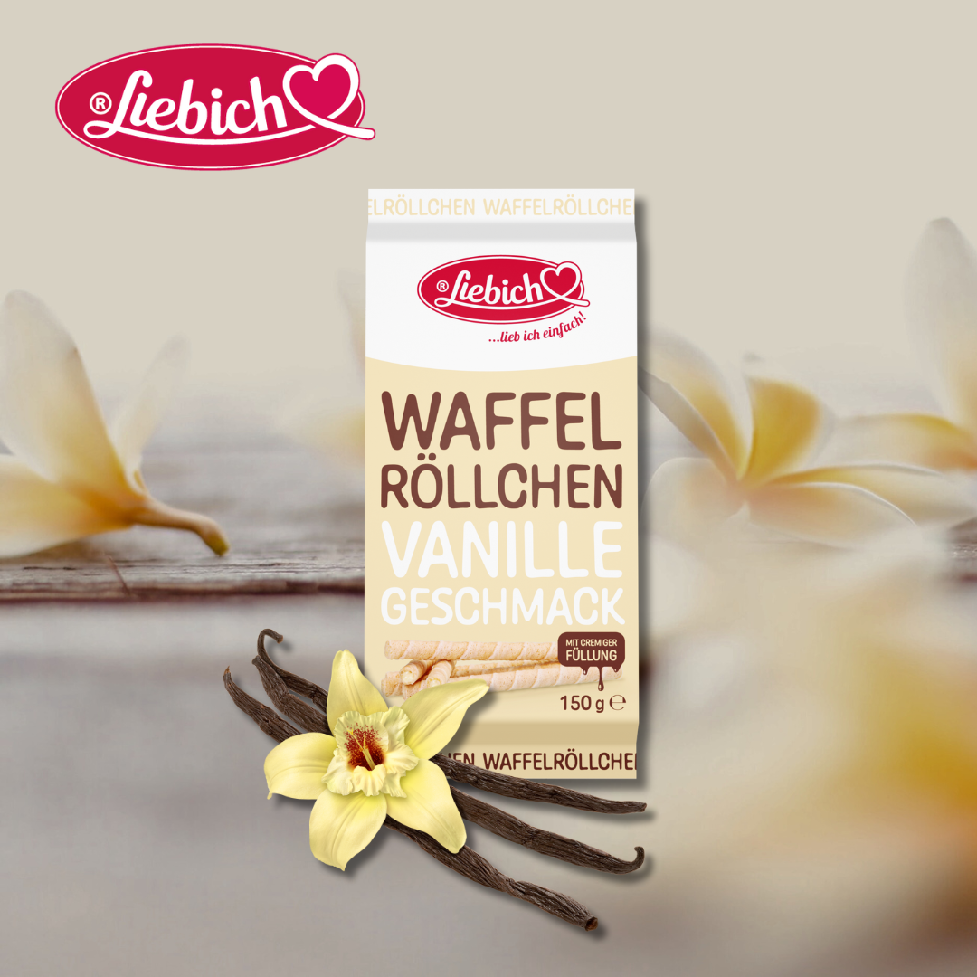 Neues aus dem Bereich Süßwaren: Die neuen LIEBICH Waffelröllchen Vanille 150 g PK