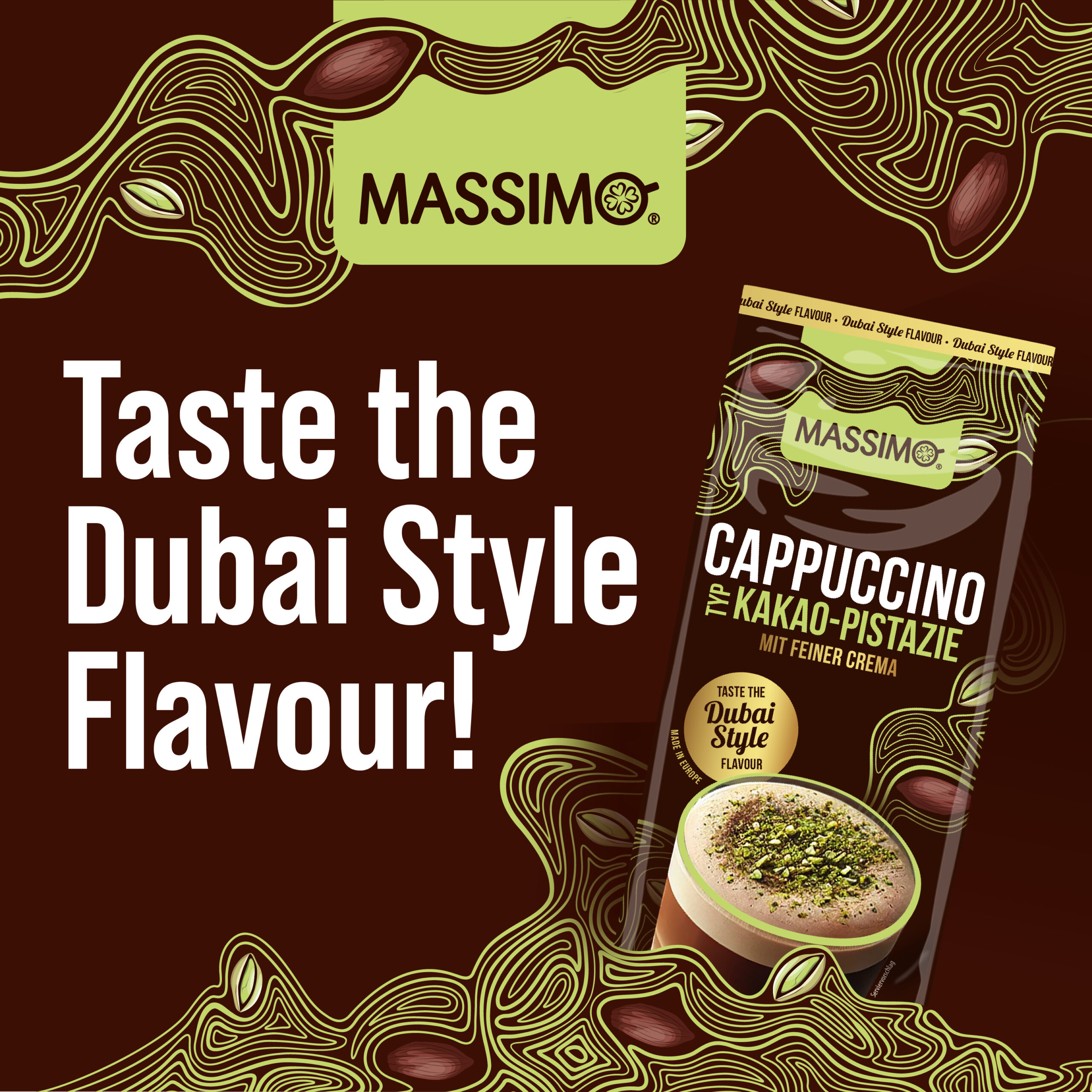 Neues aus dem Bereich Instant: MASSIMO Cappuccino Typ Kakao-Pistazie