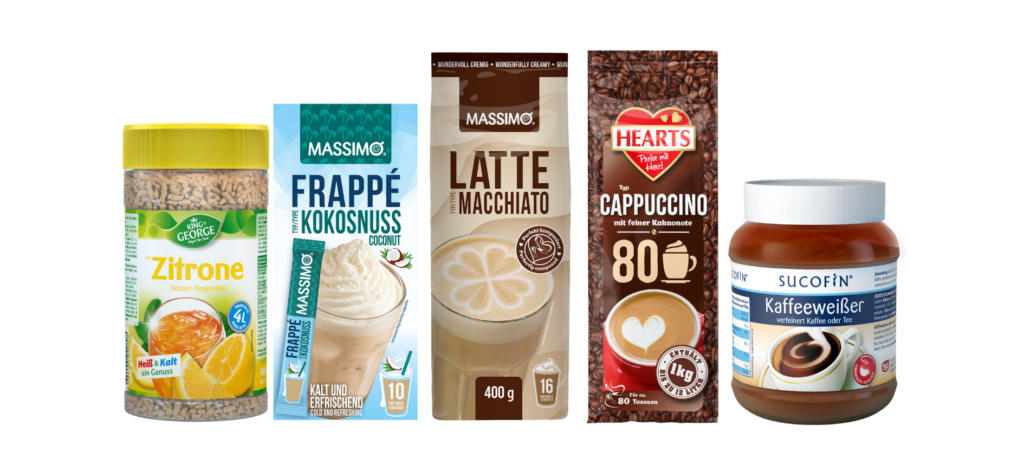 Instant Sortimentauswahl, King George, Massimo. Hearts und Sucofin