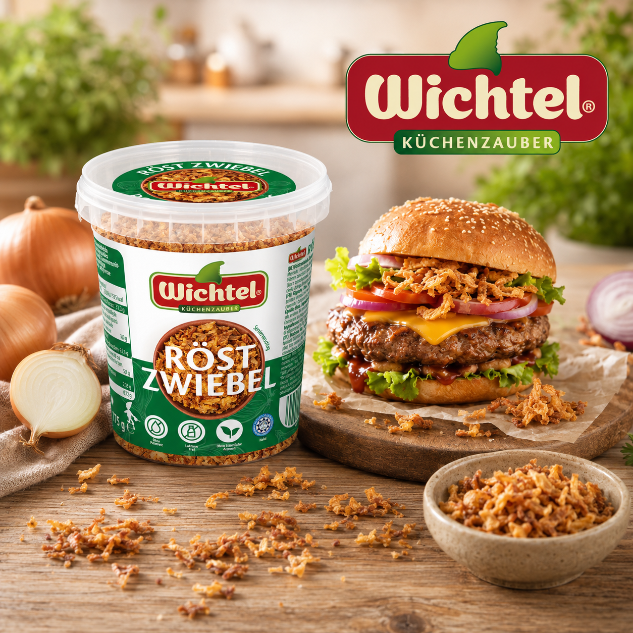 Neues aus dem Bereich Nährmittel: WICHTEL Röstzwiebeln 175 g Becher
